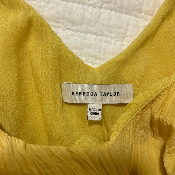 Rebecca Taylor Textured Puff Sleeve Silk Blend Mini Dress-yellow. Size XS - Picture 5 of 6